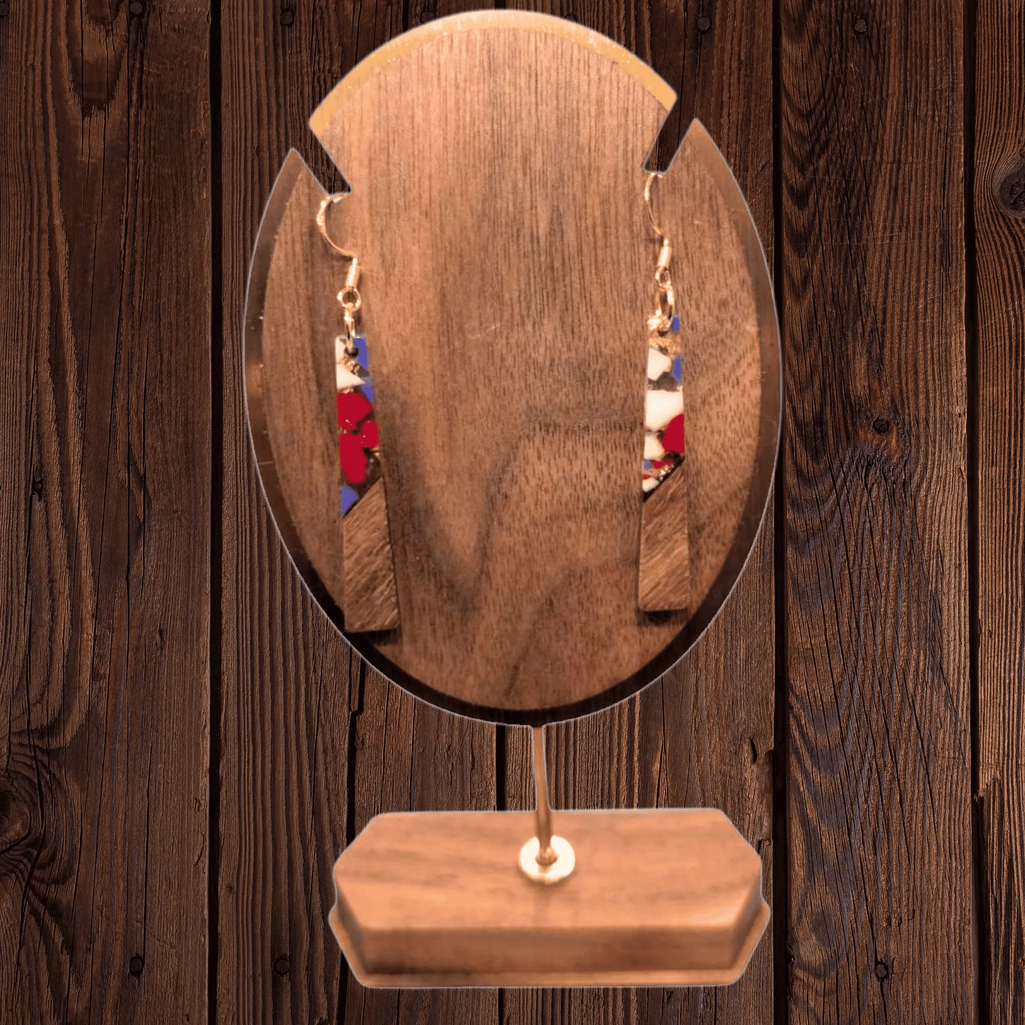 Resin and Wood Floral Earrings