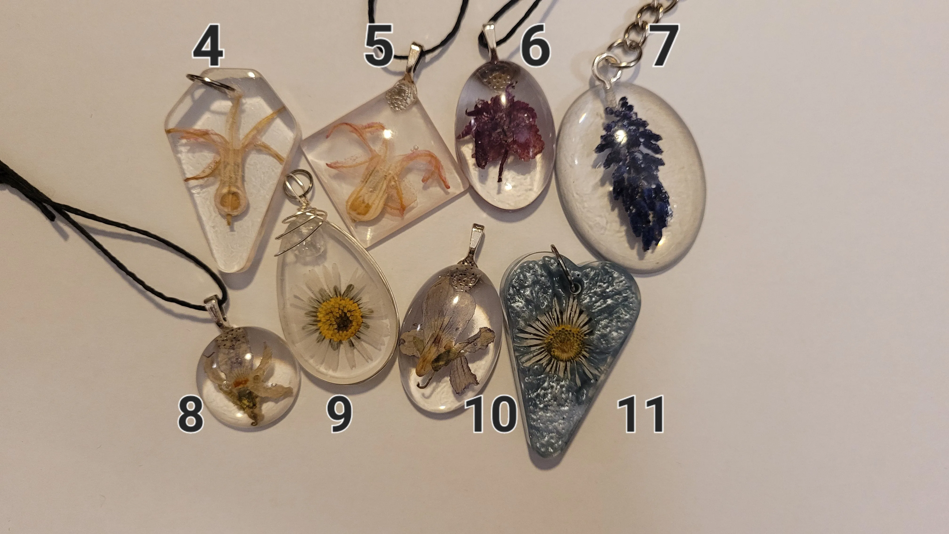 Resin Necklaces Flowers and Mushrooms