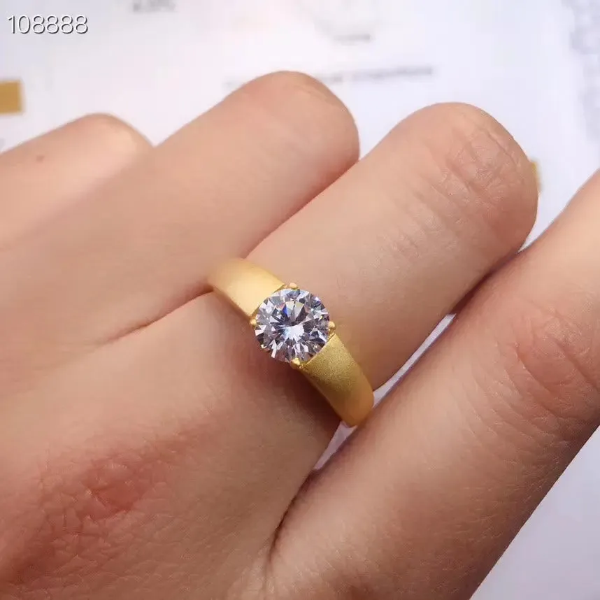 Resizable White or Yellow Gold Solitaire Moissanite Ring 1ct