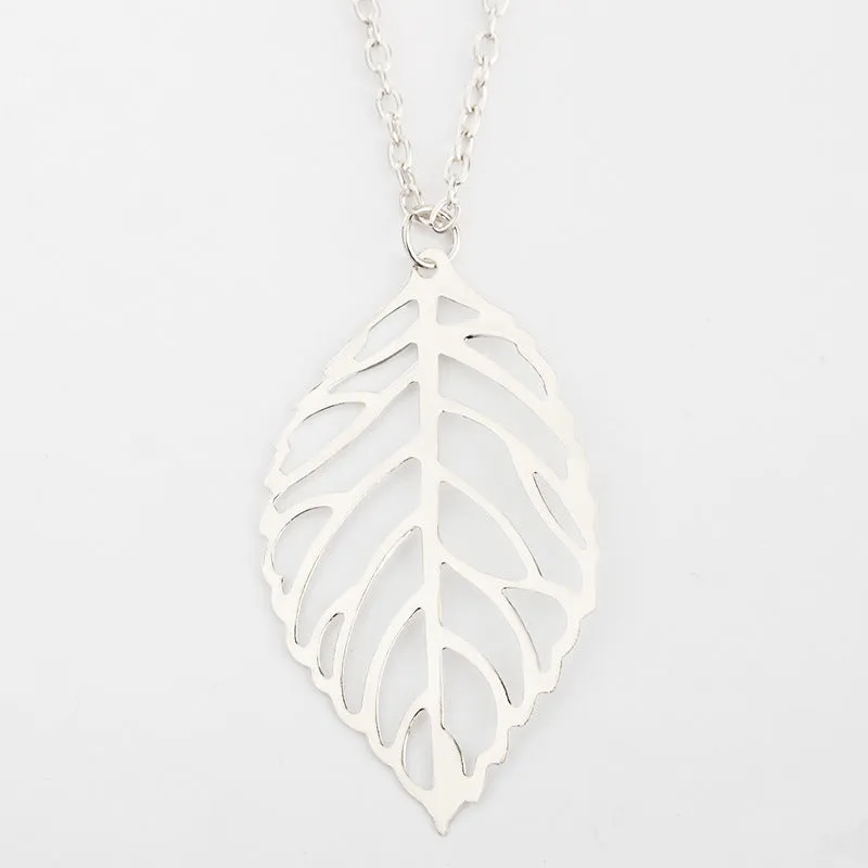 Retro Forest Metal Colorful Hollow Tree Leaf Necklace