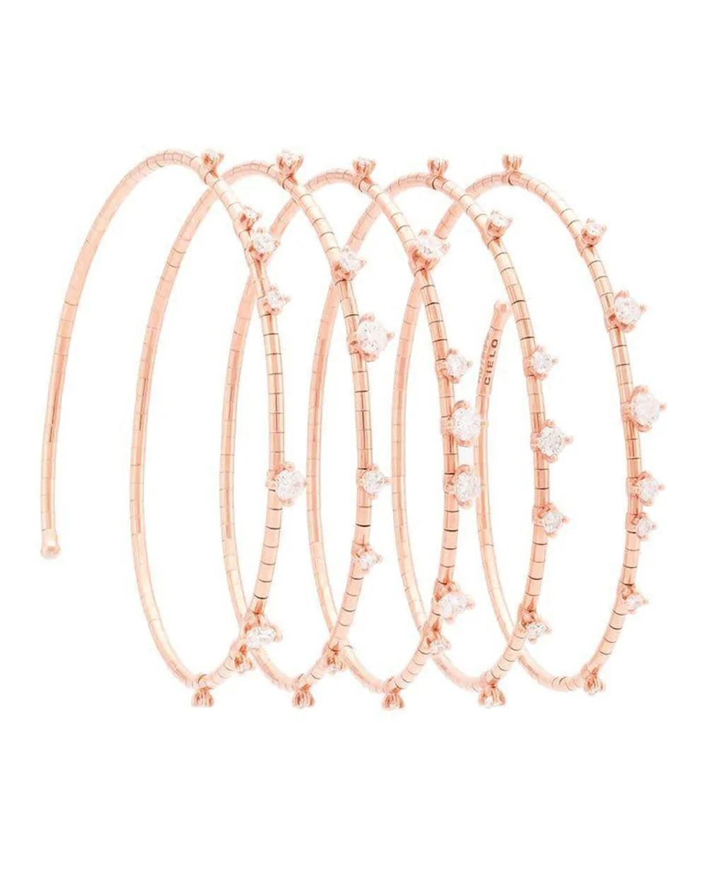 Rose Gold 3 Coil Diamond Stretch Bracelet
