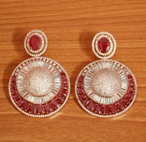 Rose Gold Ruby Diamond Look Danglers