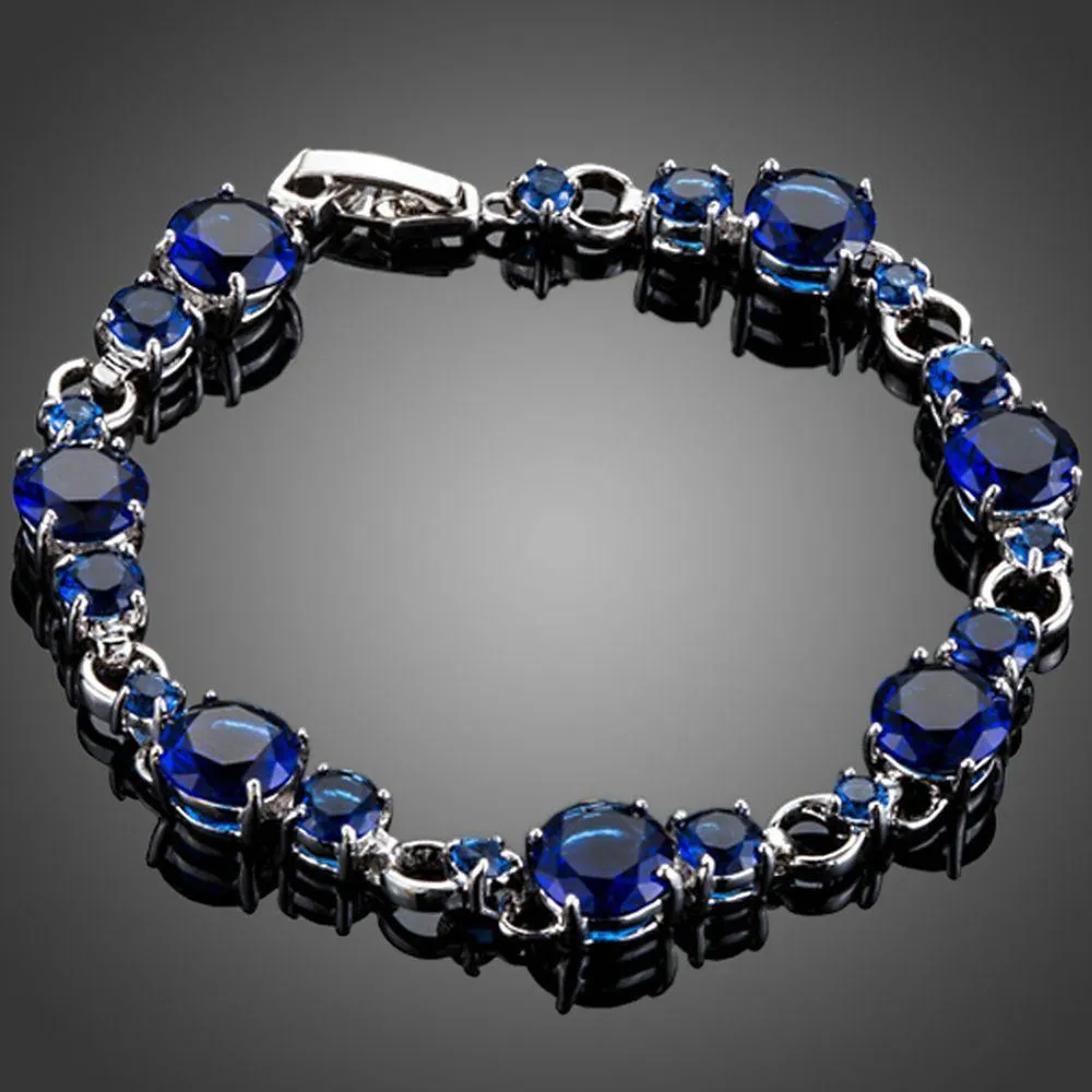 Royal Blue Toggle Clasp Cubic Zirconia Bracelet