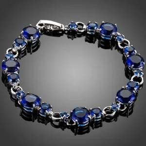 Royal Blue Toggle Clasp Cubic Zirconia Bracelet
