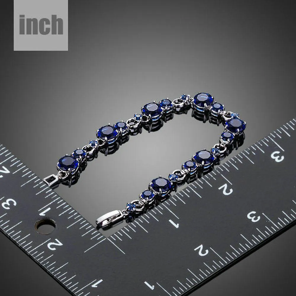 Royal Blue Toggle Clasp Cubic Zirconia Bracelet