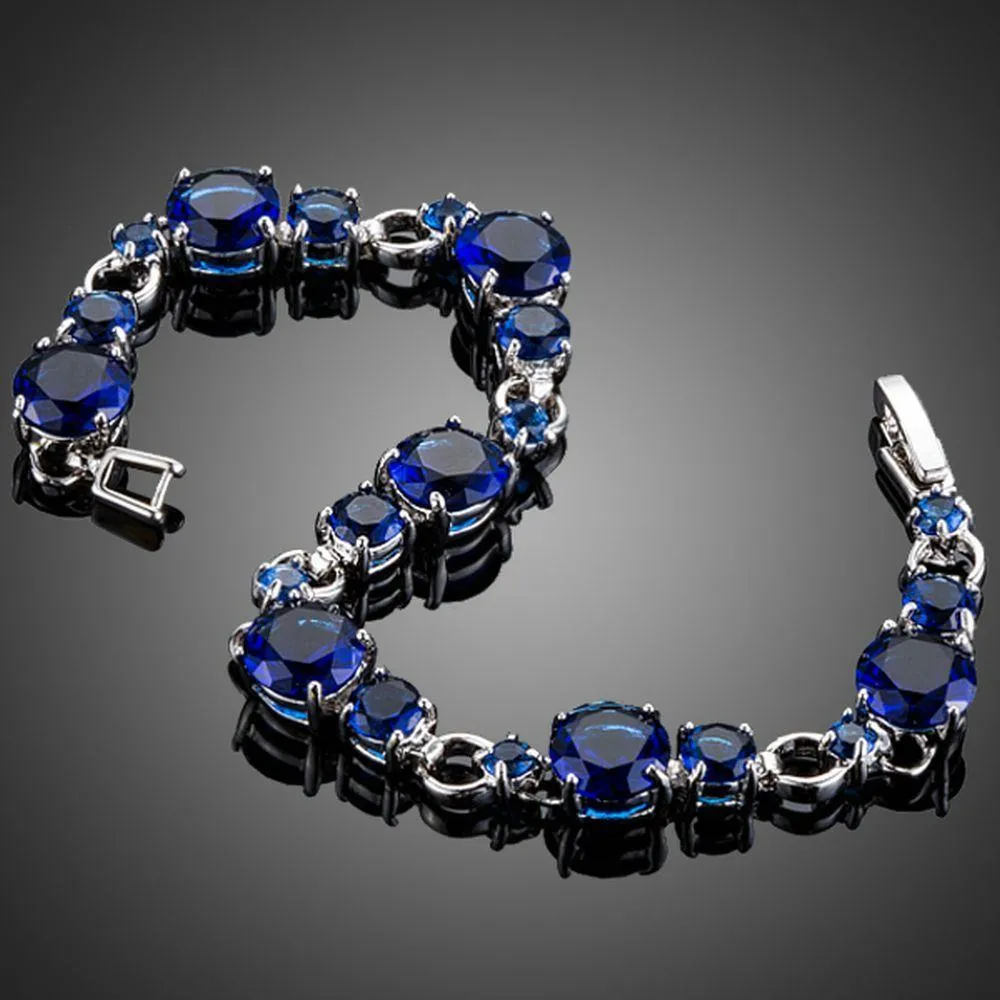 Royal Blue Toggle Clasp Cubic Zirconia Bracelet