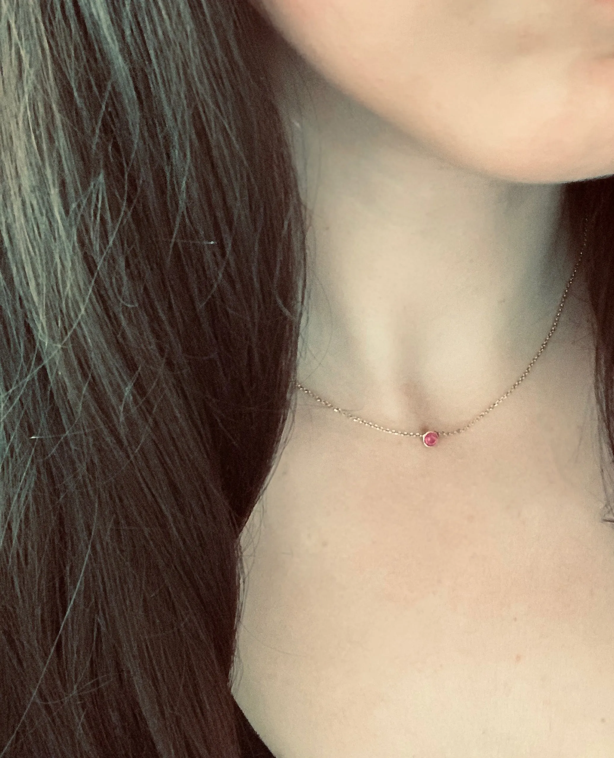 Rubellite Tourmaline Necklace in 14K Yellow Gold