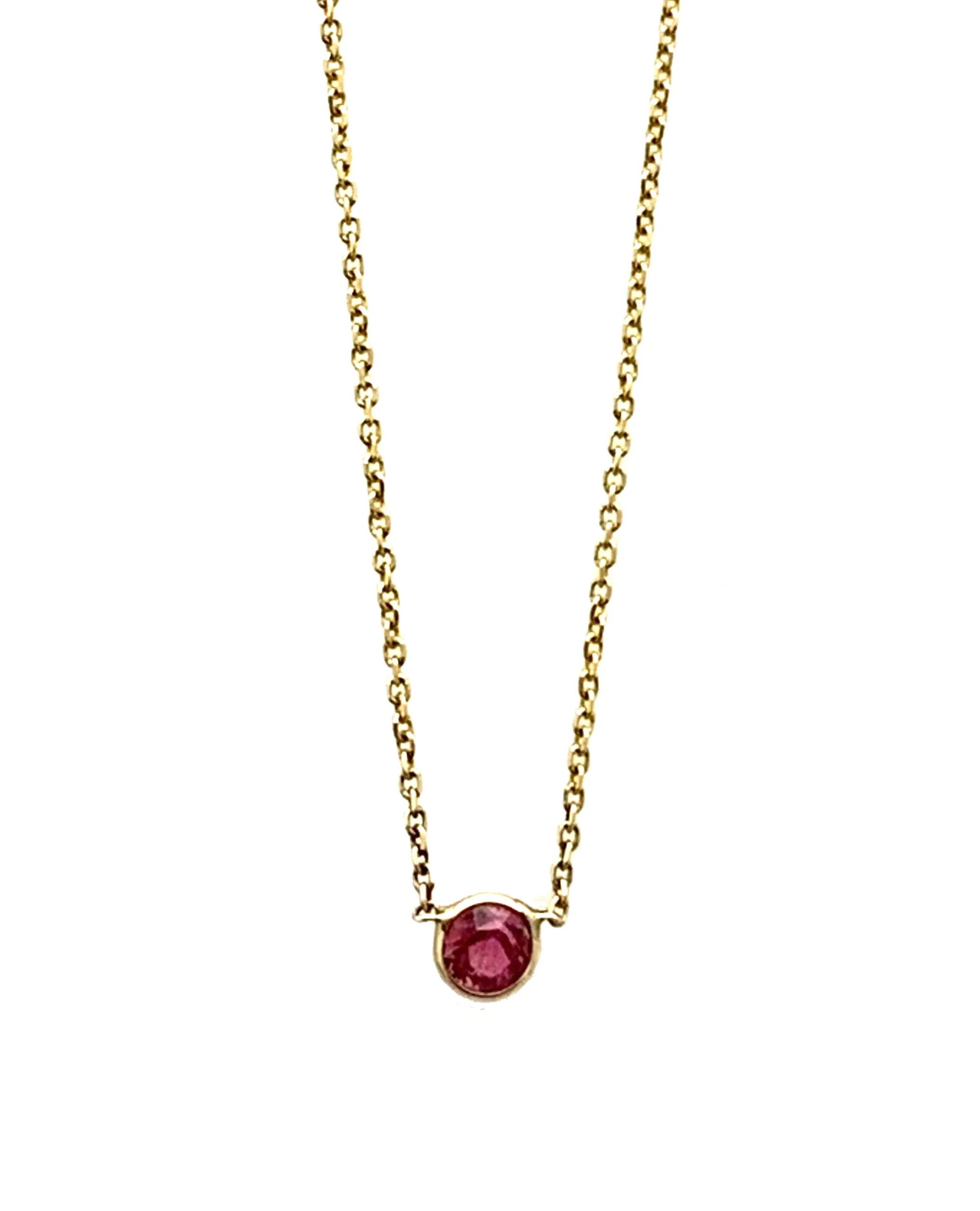 Rubellite Tourmaline Necklace in 14K Yellow Gold