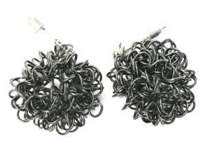 Sandrine Giraud Flocon HEMATITE PomPom Earrings