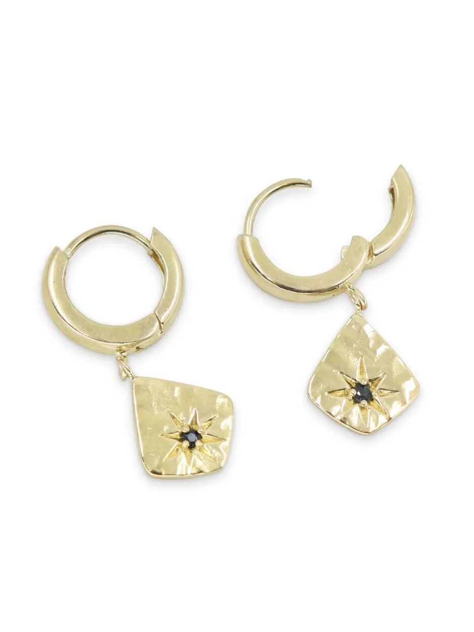 Sapphire Charm Gold Huggies