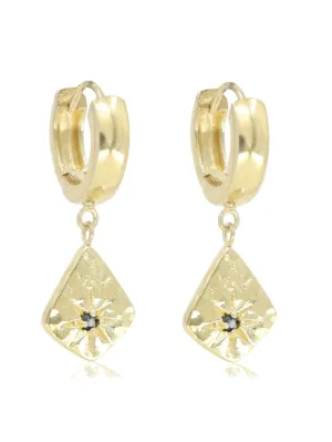 Sapphire Charm Gold Huggies