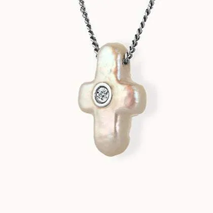 Sea Cross Mother of Pearl Silver Pendant