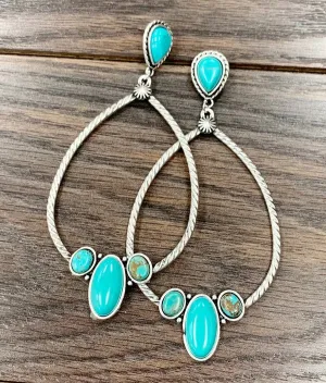 SEVEN WONDERS Big! Drop Natural Turquoise Post Earrings