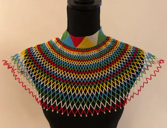 Sheba Shoulder Necklace, Multicolor | Handcrafted African Beaded Shoulder Necklace | Tribal & Ethnic | Afrocentric