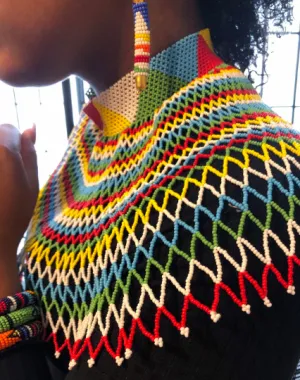 Sheba Shoulder Necklace, Multicolor | Handcrafted African Beaded Shoulder Necklace | Tribal & Ethnic | Afrocentric