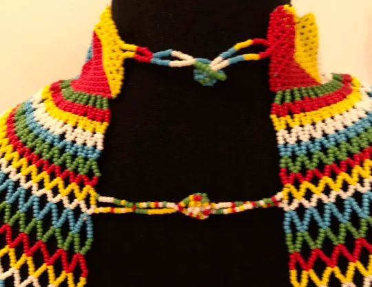 Sheba Shoulder Necklace, Multicolor | Handcrafted African Beaded Shoulder Necklace | Tribal & Ethnic | Afrocentric