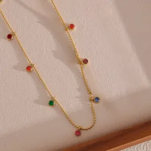 Sidra Colorful Drop Collar Necklace - 18K Gold Coated