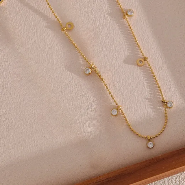 Sidra Colorful Drop Collar Necklace - 18K Gold Coated