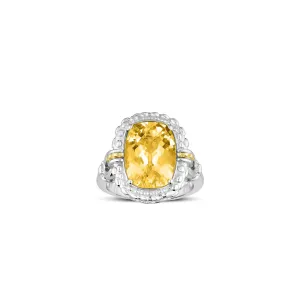 Silver & 18K Gold Honey Quartz Cocktail Ring