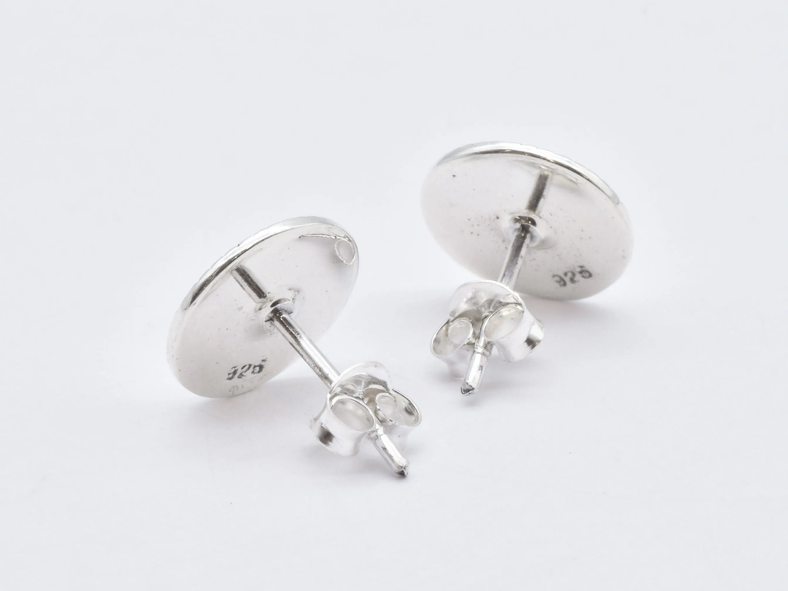 Silver Compass Earrings - NEWS Disc Studs - Round Everyday Earrings