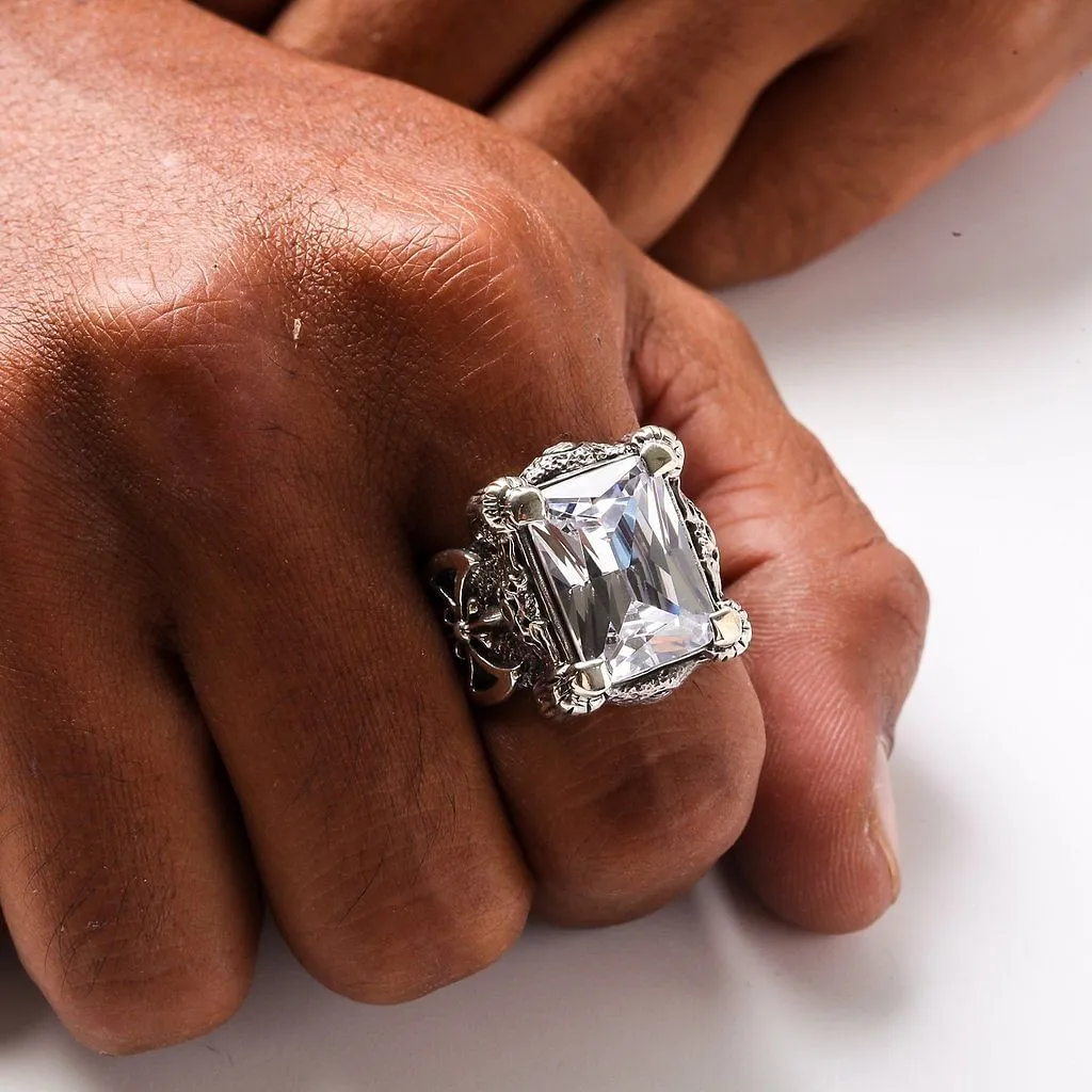 Silver Diamond Dragon Claw Ring