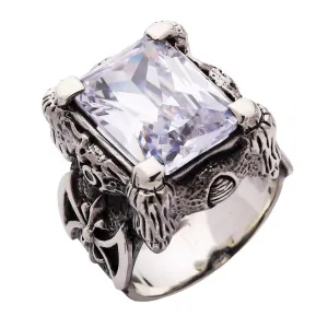 Silver Diamond Dragon Claw Ring
