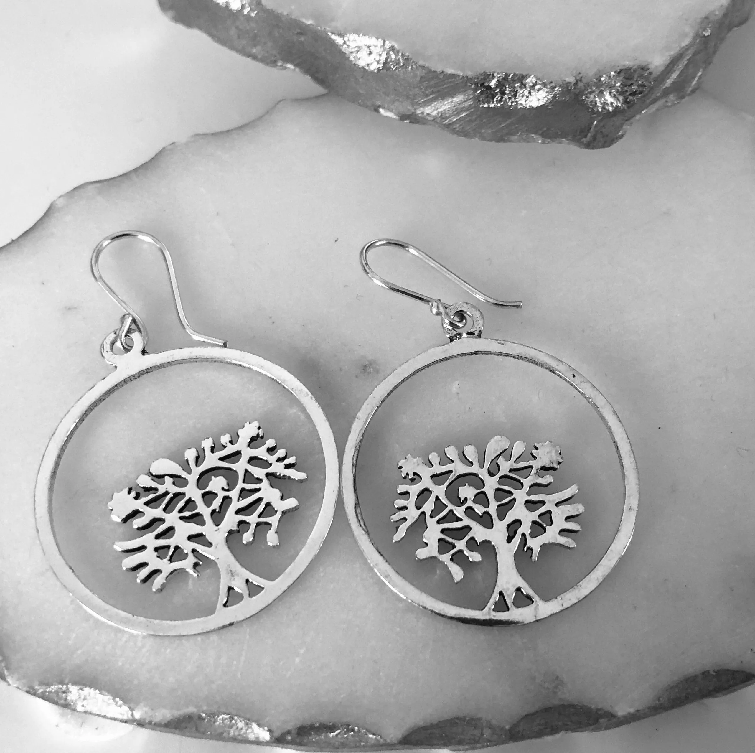 Silver Plated Tree of Life Earrings