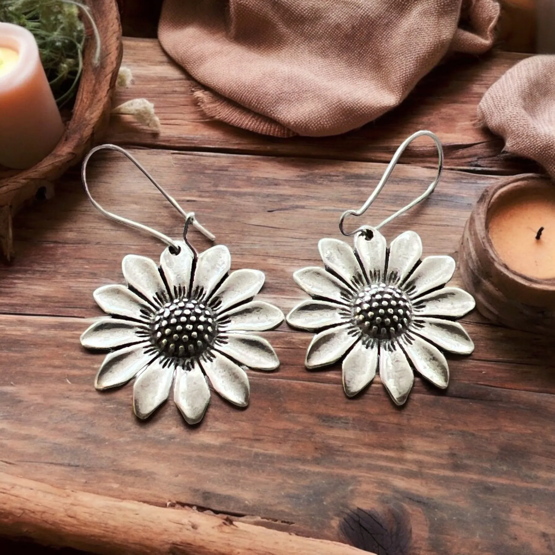 Silver Wildflower Earrings: Boho Hippie Chic Accessories
