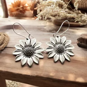 Silver Wildflower Earrings: Boho Hippie Chic Accessories
