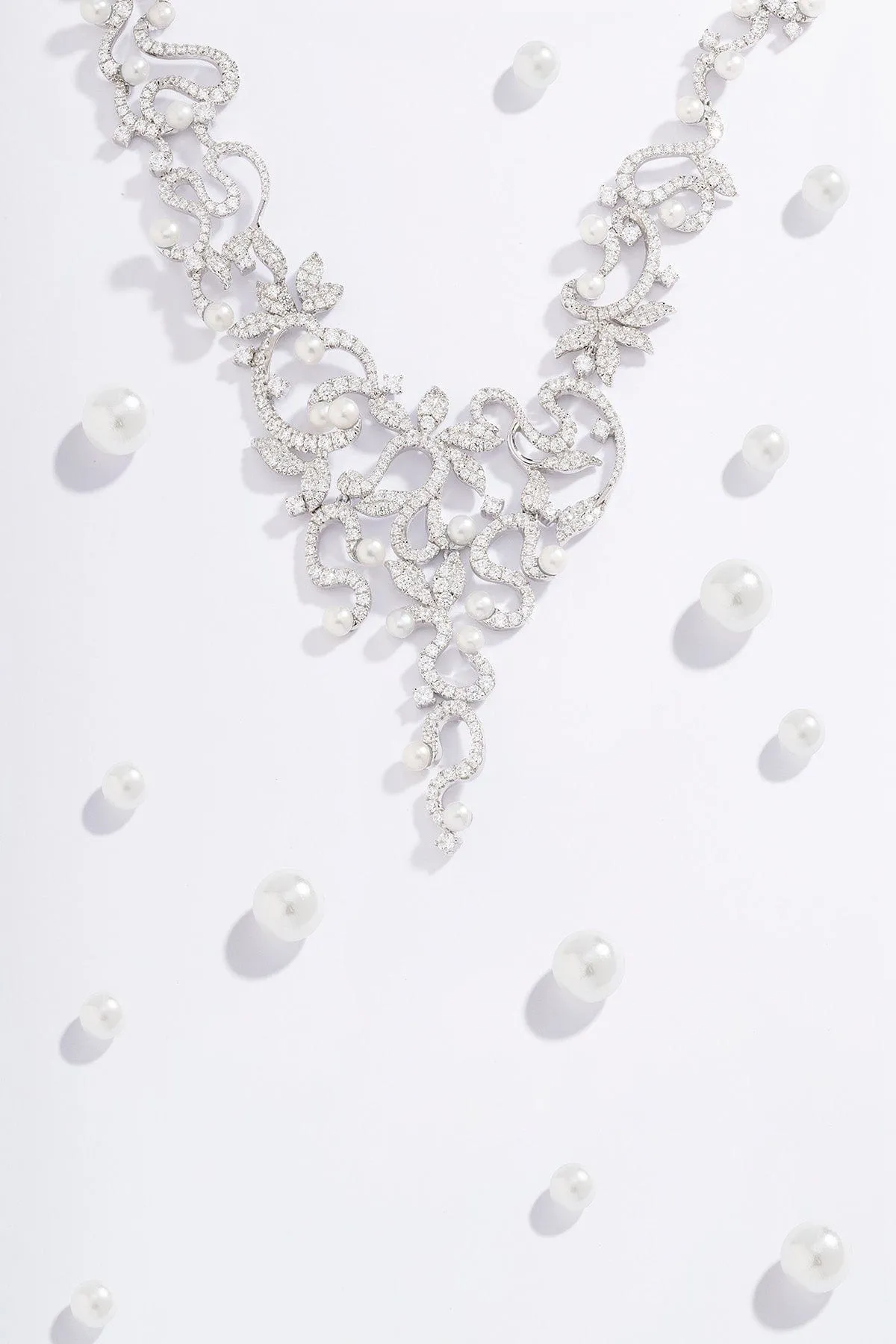 Statement Flower Adjustable Necklace with Pearls