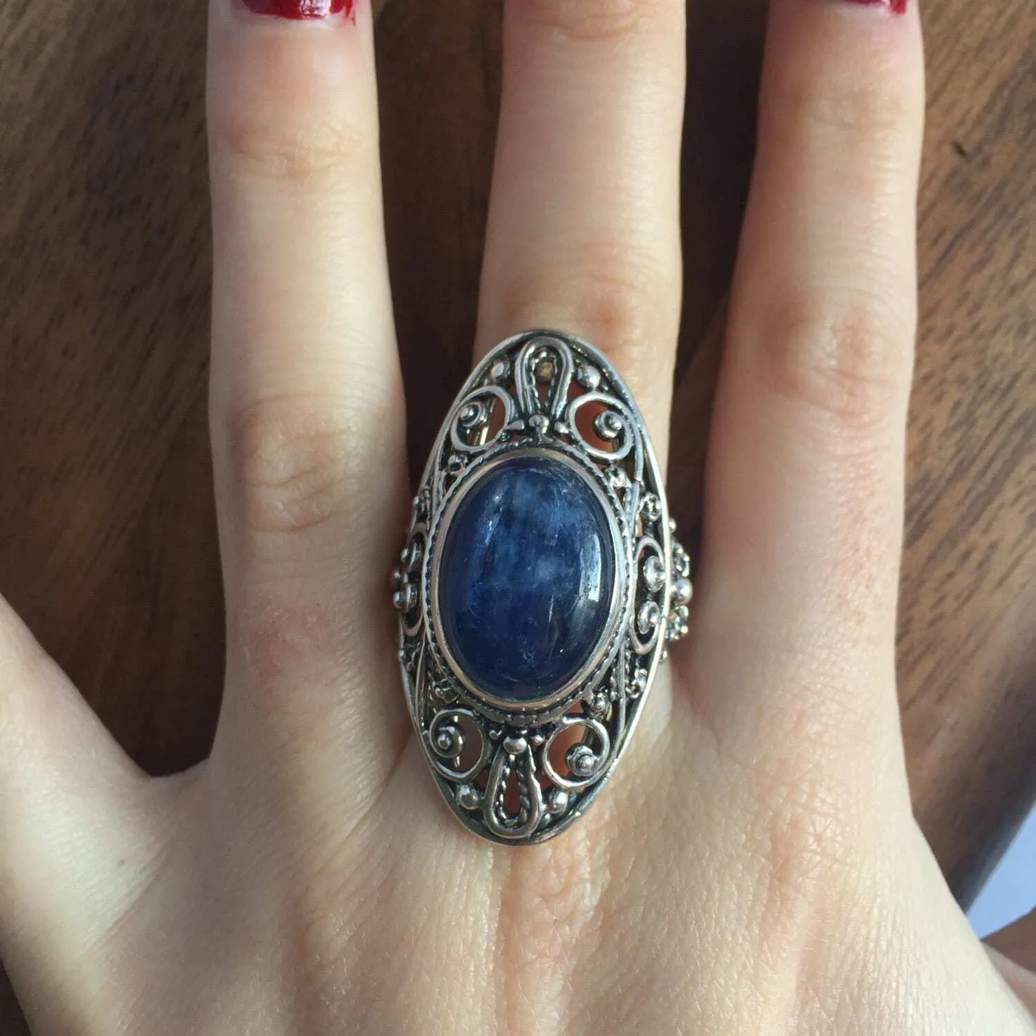 Statement Kyanite Ring - Kyanite Vintage Ring - Natural Kyanite Ring