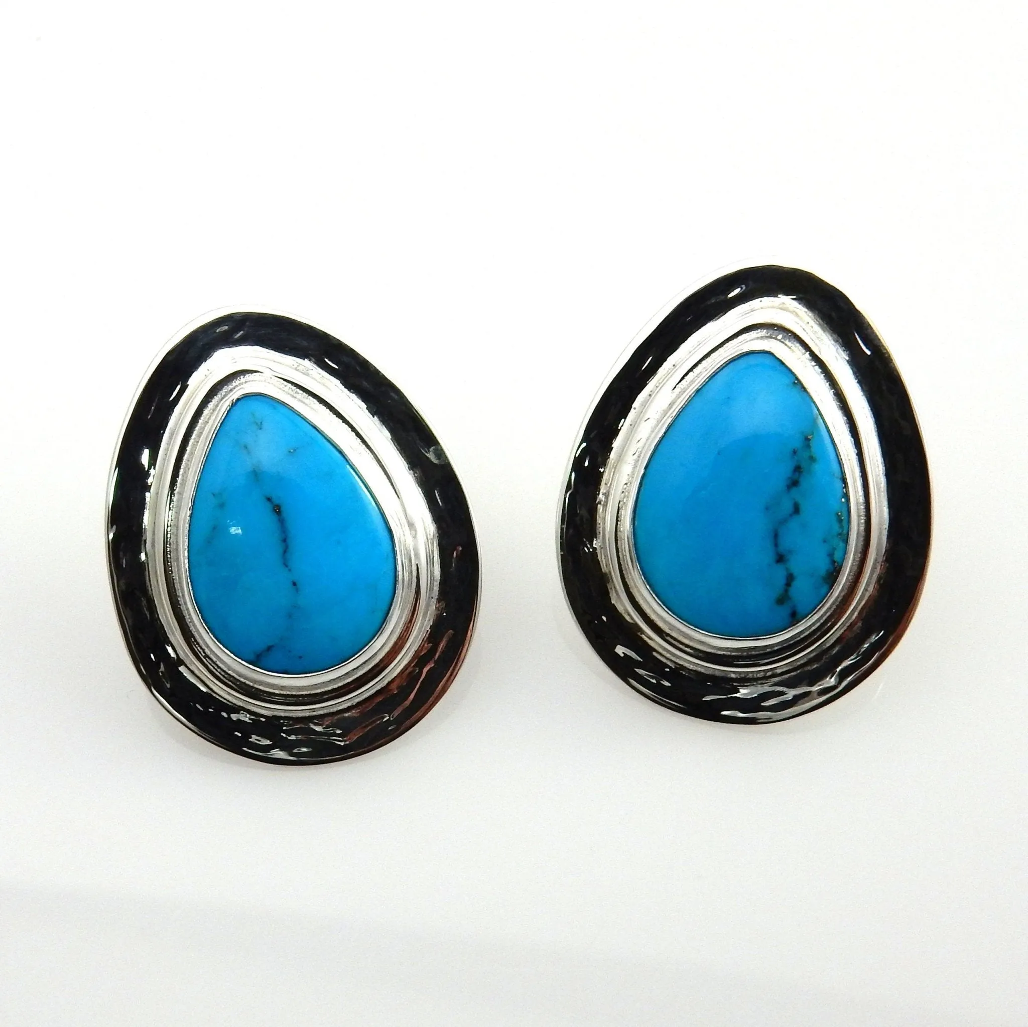Sterling Silver Turquoise Teardrop Post Earrings