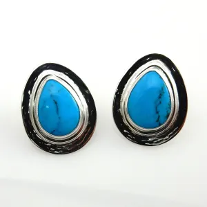 Sterling Silver Turquoise Teardrop Post Earrings