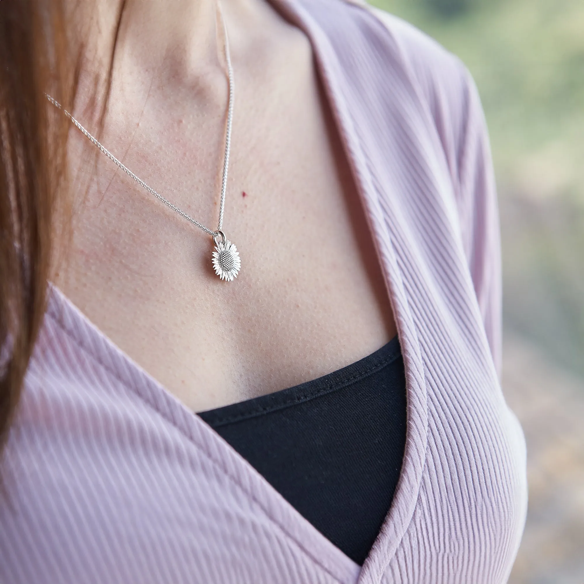 Sunflower Silver Necklace
