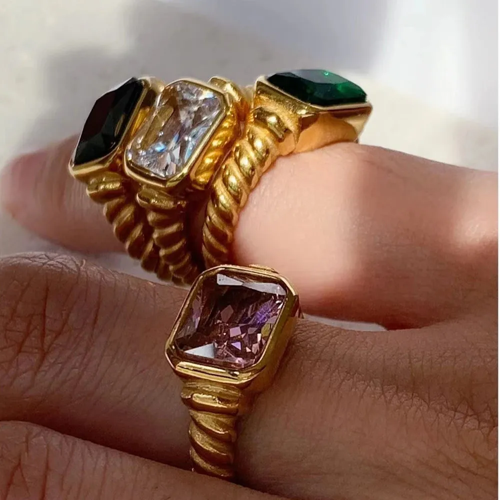 TEEK - 18K Gold PVD Plated 316L Stainless Steel Rings