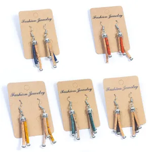 Three Cork cord Handmade Earrings ER-149-MIX-5