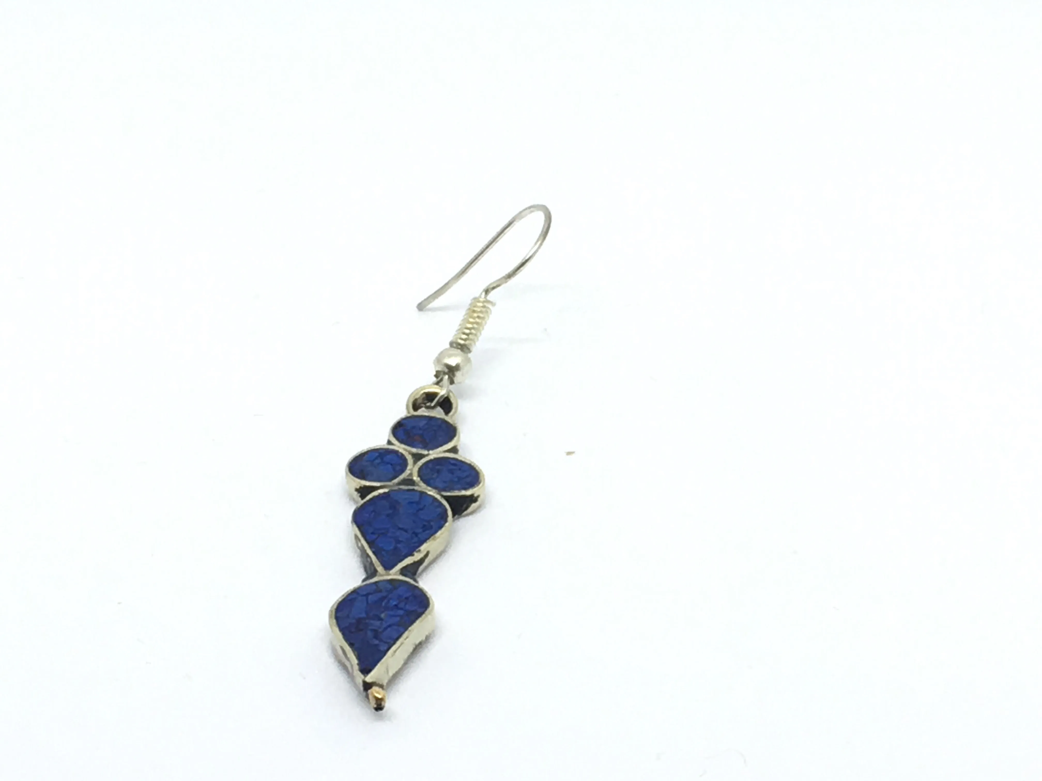 Tibetan Influenced Tear Drop Blue Earrings