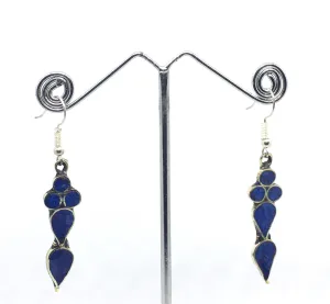 Tibetan Influenced Tear Drop Blue Earrings