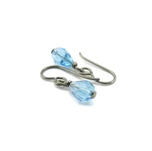 Titanium Earrings with Aquamarine Drop Crystals