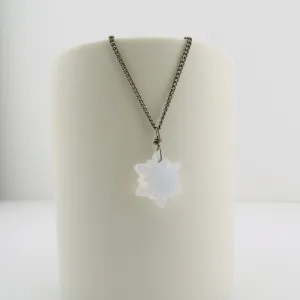 Titanium Necklace with White Opal Crystal Edelweiss Pendant