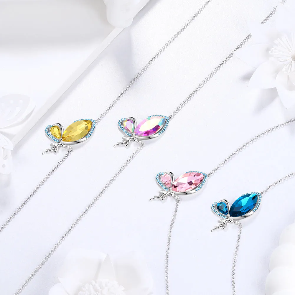 Tokyo Mart Women Fairy Butterfly Necklace Birthstone Pendant Jewelry Birthday Gifts 925 Sterling Silver