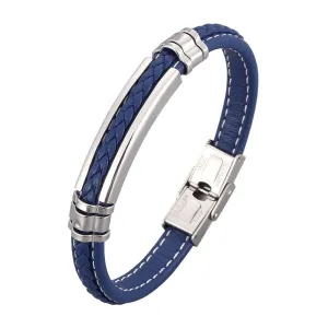 Trendy Leather Bracelet Men Stainless Steel Handmade Bangles