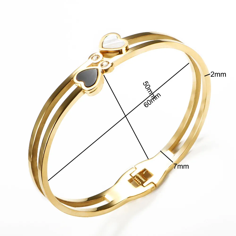 Trendy Lover Heart Crystal Hollow Bangles
