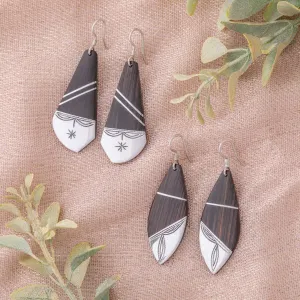 Tuareg Silver and Ebony Drop Earrings