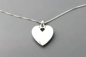 Two Bird Heart Necklace in Sterling SIlver