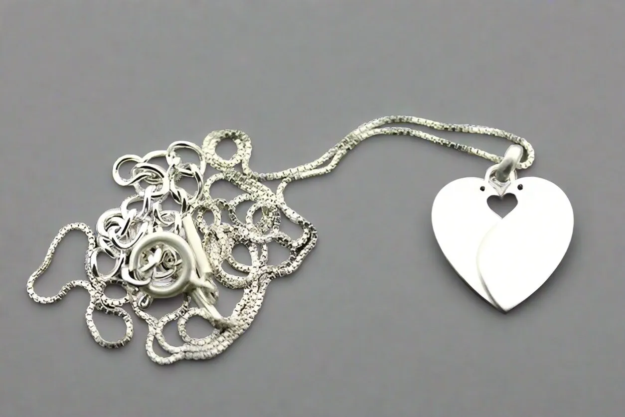 Two Bird Heart Necklace in Sterling SIlver