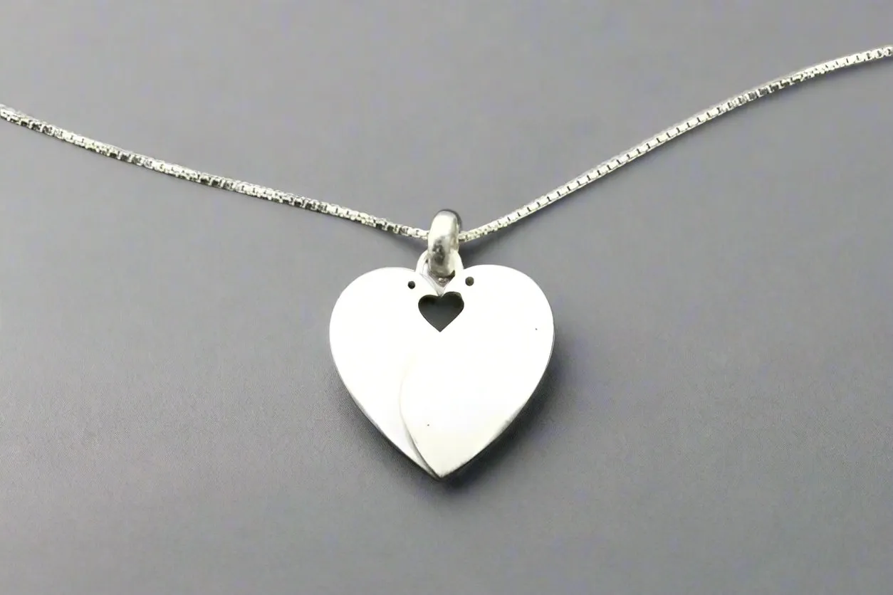 Two Bird Heart Necklace in Sterling SIlver