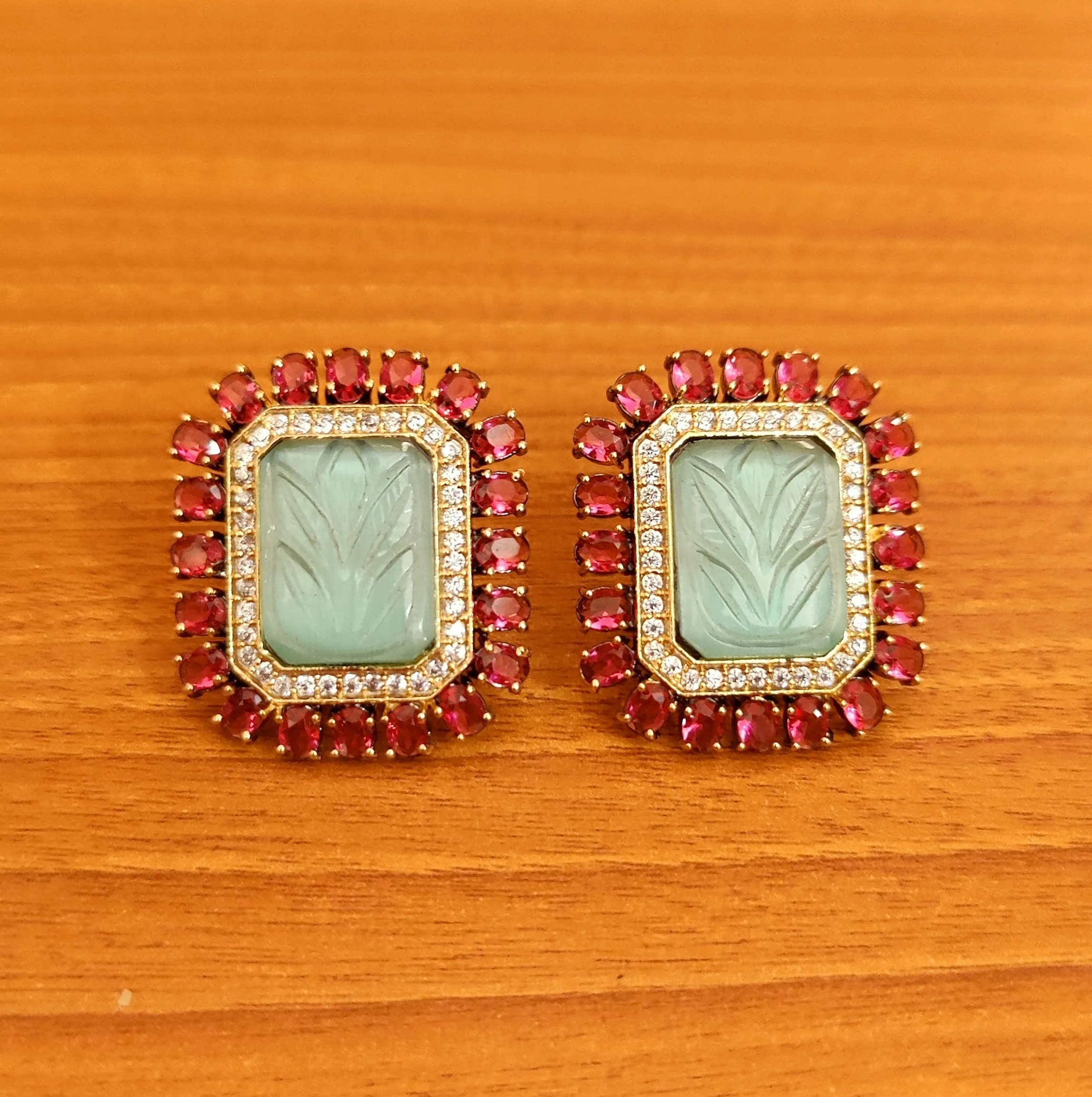 UNCUT SHAPE DIAMOND LOOK SEMI PRECIOUS EARRINGS