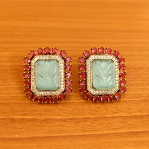UNCUT SHAPE DIAMOND LOOK SEMI PRECIOUS EARRINGS