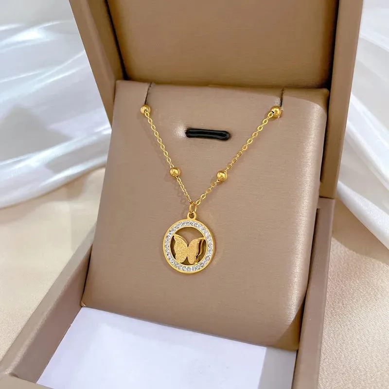 Unique and Elegant Copper-plated Gold Color Pendant Necklace, Perfect for Women's Fashion Accessories